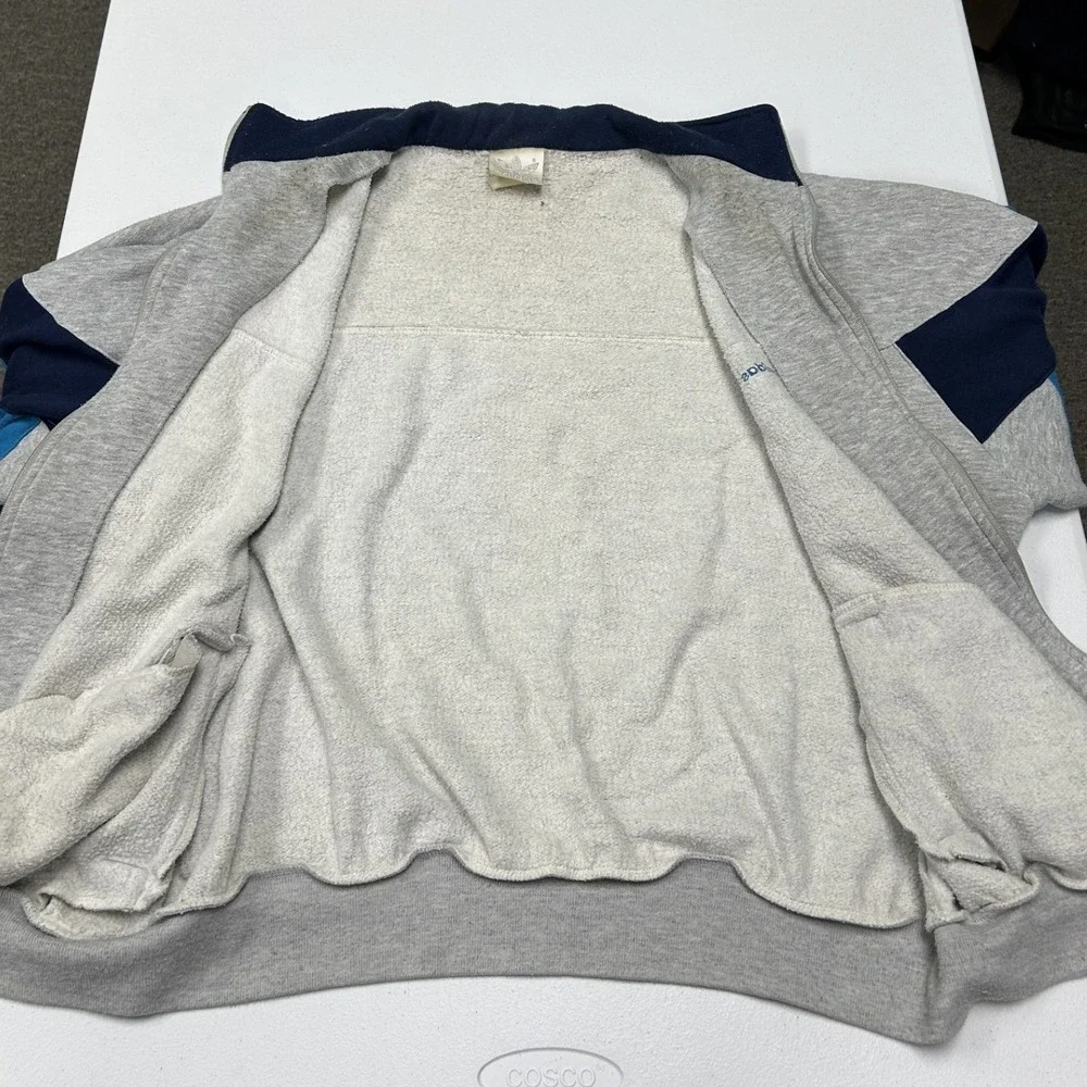 Adidas Track Jacket Mens XL Grey Blue Colorblock Full Zip Trefoil Logo Vintage